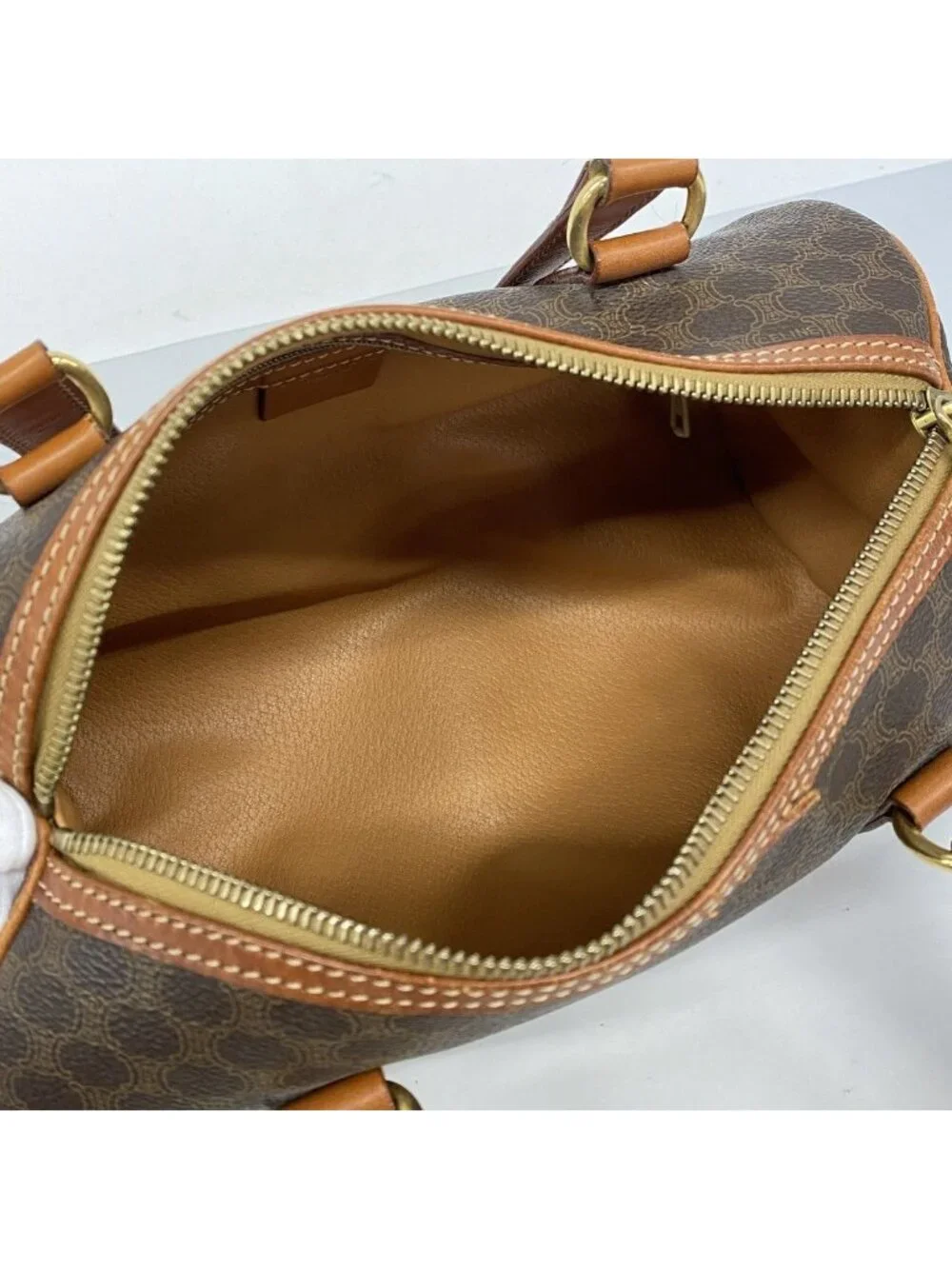 Celine Handbag Macadam Brown Gold